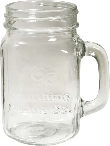 Vista 2 de Mason Jar - Tazas de vidrio con asas, tamaño de pinta (16 onzas, 16.0 fl oz), boca regular, 6 piezas