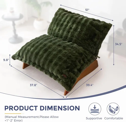 Vista 2 de MAXYOYO Silla ajustable para sala de estar, puf convertible y sillón reclinable con marco, cojín extraíble, tela de burbujas, suave tapizado