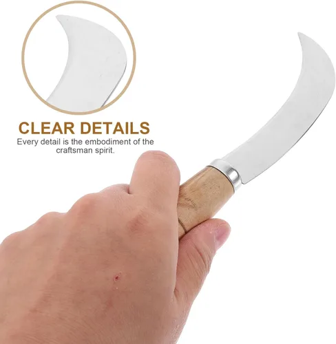 Vista 3 de Abaodam Cuchillo de piña curvado cortador de frutas de acero inoxidable mini cuchillo de hoz para cocina hogar restaurante uso