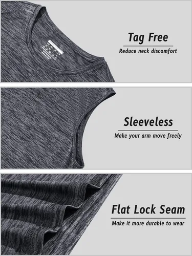 Vista 6 de TACVASEN Camiseta sin mangas para hombre, camiseta de entrenamiento muscular, de secado rápido, poliéster, entrenamiento de baloncesto