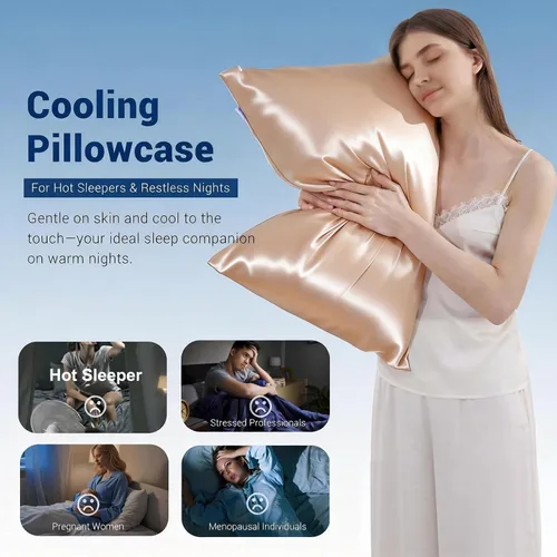 Vista 8 de LUXEAR Fundas de almohada refrescantes para durmientes acalorados, Arc-Chill Q-Max de doble cara mejorada > 0.5 Funda de almohada de satén