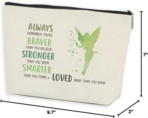 Vista 7 de Azteoiz Regalos inspiradores para mujeres, bolsa de maquillaje con cremallera para mujeres y niñas, You Are Braver Stronger Smarter Than You Think