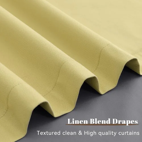 Vista 80 de Guken Cortinas opacas de lino, 2 paneles rústicos, elegantes, 100% opacas, con aislamiento térmico, banda de ganchos y trabilla trasera, 52 x 84
