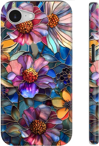 Vista 33 de Funda para iPhone 12 Mini, compatible con carga inalámbrica, protección de doble capa con elegante diseño de flores silvestres, silicona suave +