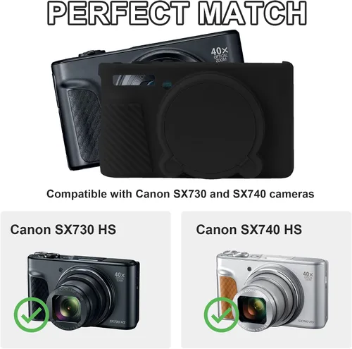 Vista 2 de Leayjeen Funda protectora de silicona compatible con cámara Canon SX740 SX730, carcasa protectora de silicona suave, con cubierta desmontable