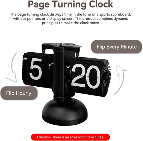 Vista 9 de HERCHR Reloj con tapa retro, reloj digital automático con función de página mecánica, reloj de escritorio retro digital abatible, funciona