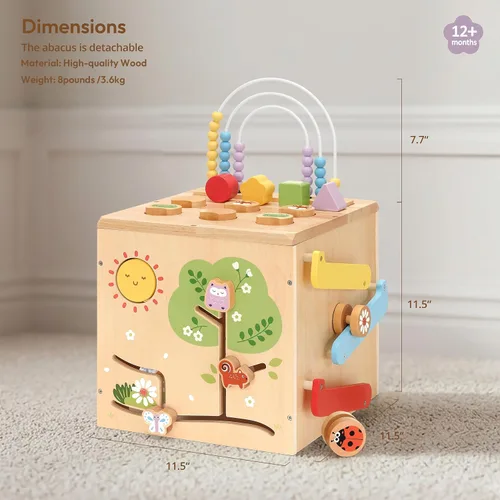 Vista 7 de Cubo de actividades de madera Montessori Juguetes para niños