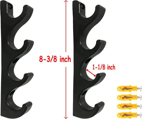 Vista 2 de Pmsanzay Soporte de espada de pared de cuatro capas – Soporte, gancho, soporte para colgar – Fácil de instalar – Sin espada – Paquete de 2