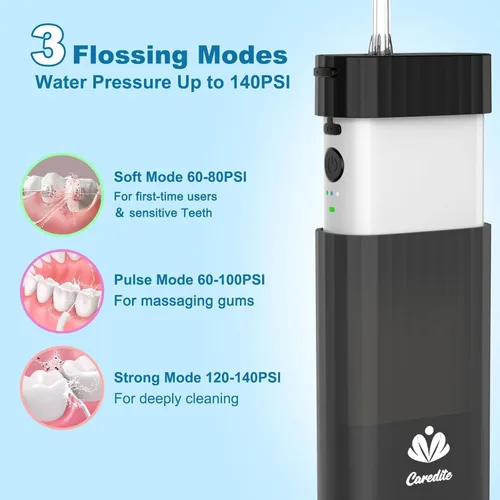 Vista 4 de Irrigador de Agua Portátil para Dientes, Boquillas de Irrigador de Agua de Viaje, Mini Irrigador Oral Inalámbrico Recargable con Tanque de Agua