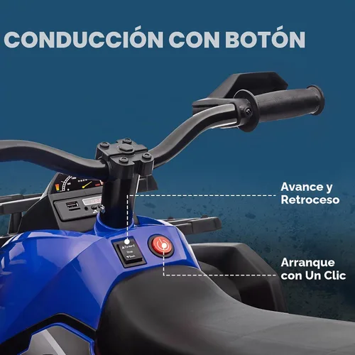 Vista 6 de Aosom 12V 10AH Ride on ATV with Dual Motors, 5 MPH Max Speed, Blue