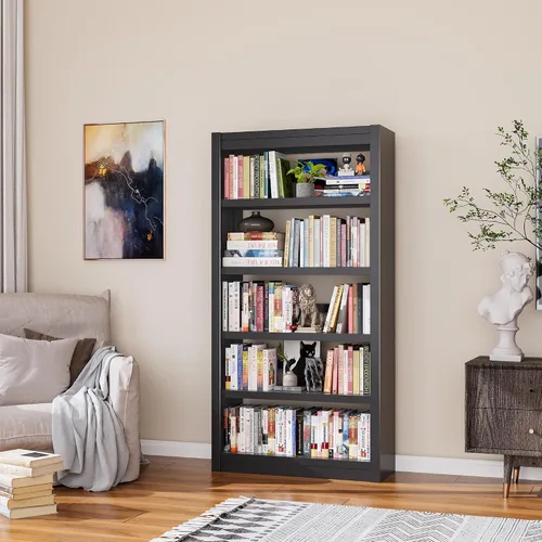 Vista 2 de Estantería de Libros, Librero Resistente de 5 Niveles, Estantería Ajustable, Gran Capacidad por Estante, Libreros Modernos para Sala de Estar