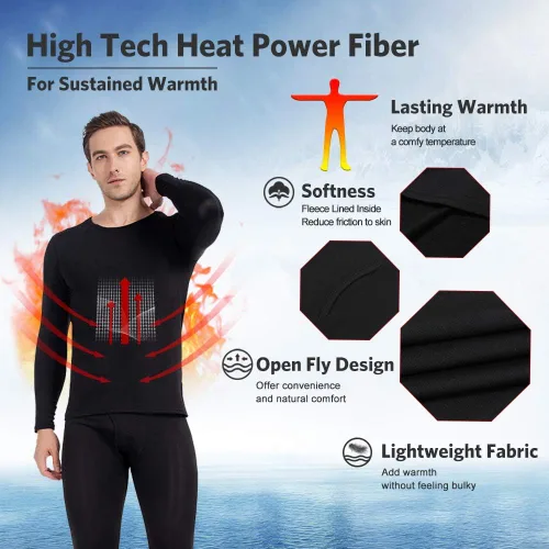 Vista 3 de MANCYFIT Camisas térmicas para hombre con forro polar y manga larga