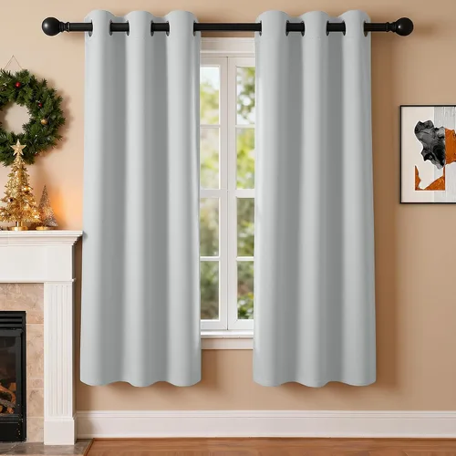 Vista 71 de Cortinas de oscurecimiento de habitación de 45 pulgadas de largo para dormitorio y sala de estar, cortinas térmicas aislantes con ojales