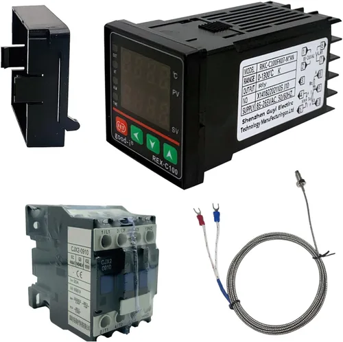 Vista 10 de Controlador de temperatura PID, pantalla digital REX-C100 Caja de controladores de temperatura con relé de estado sólido SSR 40DA y sonda termopar