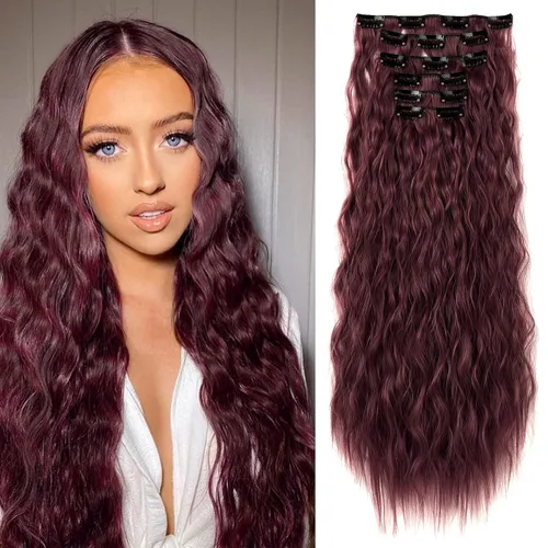 Vista 7 de LONAI - Extensiones de cabello con clip, 6 piezas, rizadas, de 24" de largo, sintéticas, para mujer, color rubio ceniza natural