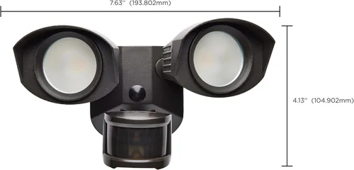 Vista 3 de Nuvo 65/213 - Luz LED de seguridad de doble cabezal, 3000 K, sensor de movimiento, bronce