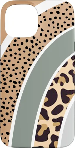 Vista 6 de Boho Burnt Orange Half Rainbow with Dotted Pattern Leopard Case for iPhone 17