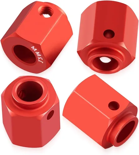 Vista 5 de RCLIONS Bujes de rueda hexagonal de 0.472 in para Trx4 1/10 RC Model Crawler Car (rojo)