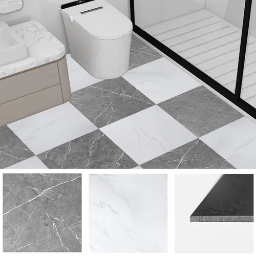 Vista 9 de Paquete de 30 azulejos de vinilo de 12 x 12 pulgadas para despegar y pegar, planchas autoadhesivas impermeables para cocina, comedor, dormitorios