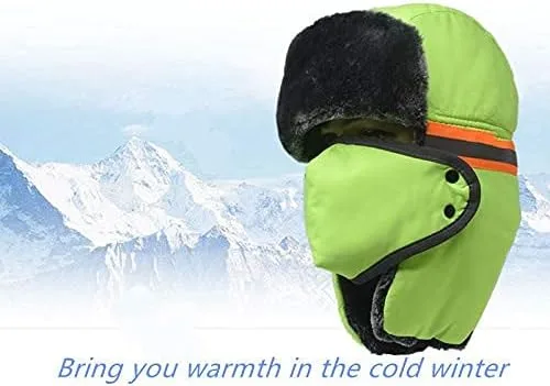 Vista 5 de Sombrero de esquí de invierno para hombres y mujeres, sombrero de soldado ruso cálido con máscara resistente al viento para esquí al aire libre