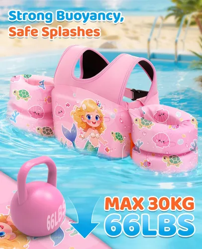 Vista 49 de HeySplash Swim Vest for Kids, Puddle Float Jumper with Safety Buckle