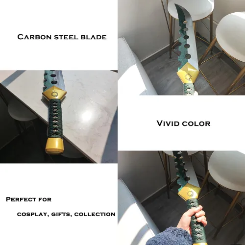 Vista 4 de Meliodas Lostvayne - Espada de demonio de 28.7 pulgadas, espadas de acero al carbono para cosplay de anime, verde
