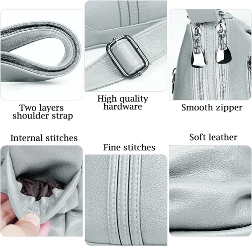 Vista 5 de Bolso de hombro de piel sintética suave para mujer, bolso cruzado con múltiples bolsillos, bolso mediano y espacioso, bolso de moda con asa superior