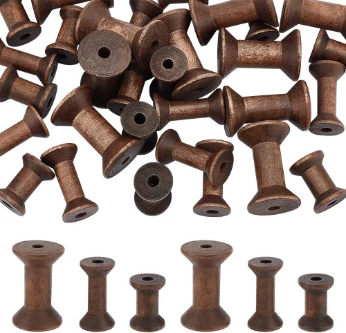 Vista 9 de BENECREAT - 20 carretes vacíos de madera antigua, 1.57 pulgadas (40mm)