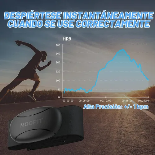 Vista 5 de moofit HR8 Heart Rate Monitor Chest Strap, Low Energy Real-Time Heart Rate Data Bluetooth 5.0/ANT+, Longer Communication Range, IP67 Waterproof