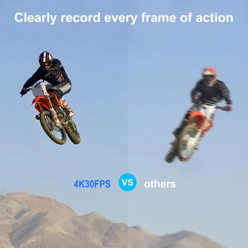Vista 5 de Cámara de acción WiFi 4K 30FPS con tarjeta de memoria de 128 GB, cámara subacuática Ultra HD impermeable de 98 pies, pantalla de gran angular