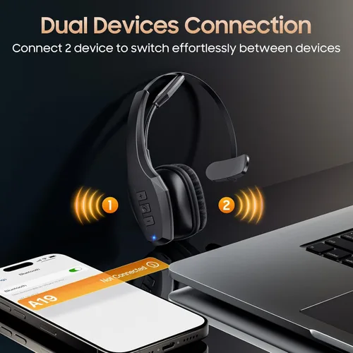 Vista 3 de Auriculares Bluetooth para Camionero, Auriculares Inalámbricos con Micrófono, Auriculares Bluetooth con Micrófono de Cancelación de Ruido Dual