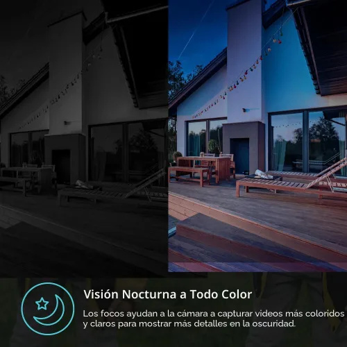 Vista 4 de Kasa Smart - Cámara de seguridad 2K QHD para exteriores con cable, IP65, sensor Starlight y visión nocturna de 30 m, detección