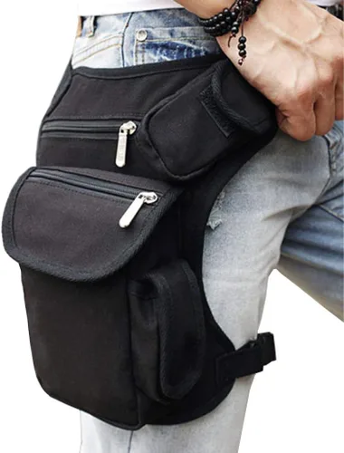 Vista 29 de Canvas Drop Leg Bag Outdoor Waist Pack for Men Women Tactical Military Motorcycle Bike Cycling Multi-Pocket Waist Fanny Pouch Travel Hiking Climbing