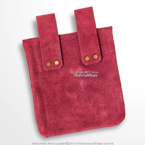 Vista 2 de Bolsa de piel de ante para disfraz medieval renacentista de varios colores LARP SCA
