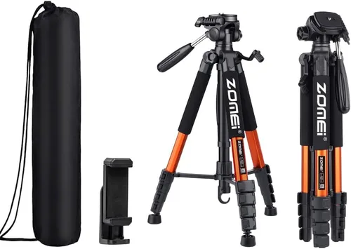 Vista 8 de Soporte de trípode ligero de 74 pulgadas para cámara réflex digital réflex digital, soporte de trípode alto portátil con bolsa de transporte y Para
