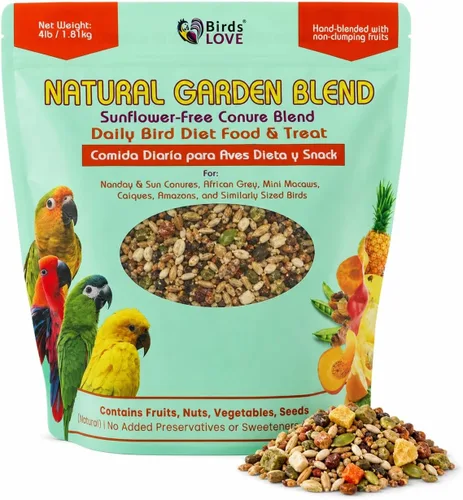 Vista 10 de Birds LOVE Natural Garden Blend - Alimento para pájaros pequeños, 2 libras, empaquetado a mano en Estados Unidos, mezcla natural con frutas