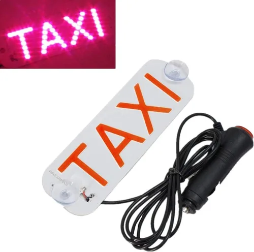 Vista 4 de Luz de taxi con enchufe Cig-arette, montaje de succión de taxi de 12 V CC en la lámpara de taxi con cubierta de viento del automóvil, 2 modos de Rojo