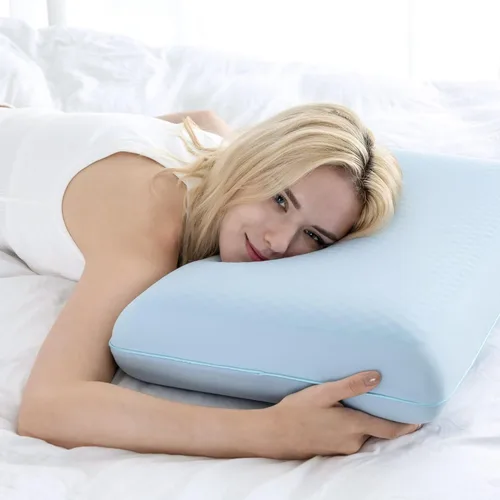 Vista 2 de EGOHOME Almohada de espuma viscoelástica de gel refrescante, funda de enfriamiento reversible, soporte para el cuello para dormir de lado, espalda