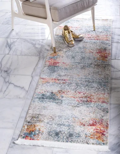 Vista 17 de Unique Loom Baracoa Collection - Alfombra de área Panamericana (4 pies 3 pulgadas x 6 pies 1 pulgada, rectangular, crema/azul)