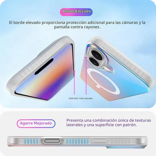 Vista 5 de LONLI Hue - Funda magnética para iPhone 16, compatible con MagSafe, protección contra golpes de 360°, bonita y única funda para teléfono para niñas