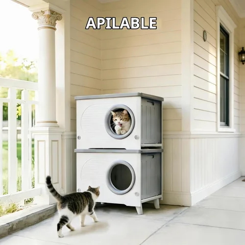 Vista 4 de Casas de gatos resistentes a la intemperie para gatos al aire libre