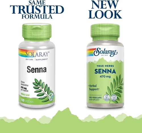 Vista 2 de SOLARAY Hoja de Senna, tapa vegetal (Btl-plástico) 470mg 100ct