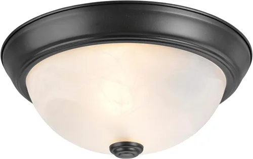 Vista 3 de Aspen Creative 63013-22, montaje empotrado de 2 luces en acabado bronce oscuro con vidrio de alabastro blanco, 11 pulgadas de diámetro, enchufe E26