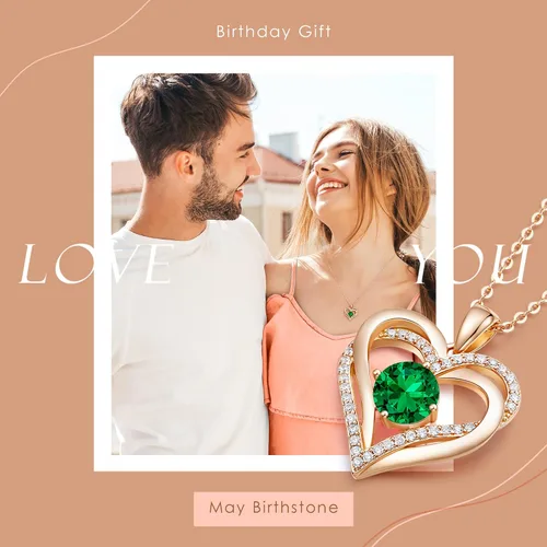 Vista 7 de LOUISA SECRET Love Heart Birthstone Necklaces for Women 925 Sterling Silver Rose Gold Pendant Forever Diamond Jewelry Valentines Day Christmas