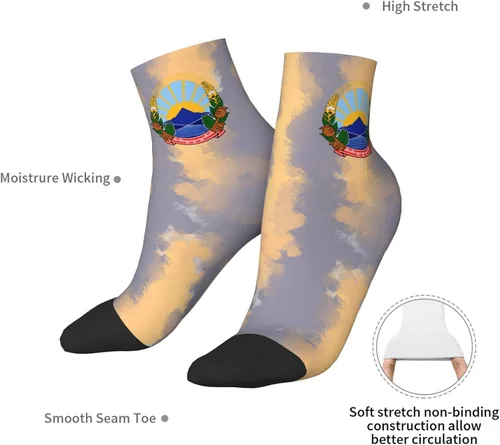 Vista 7 de Coat Of Arms Of North Macedonia Ankle Socks Winter Low Cut Sports Warm Comfort Breathable Casual Socks For Mens And Womens
