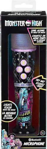 Vista 5 de eKids Monster High - Micrófono de karaoke para niños, micrófono Bluetooth que incluye música integrada y espectáculo de luces, diseñado