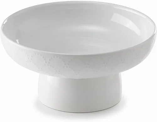 Vista 8 de ONEMORE Frutero de cerámica de 10 pulgadas, tazón grande de pedestal blanco con diseño de patas extraíbles y agujeros de drenaje para encimera