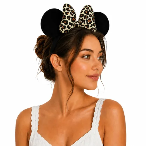 Vista 7 de Diadema de terciopelo con orejas de ratón con lazo de algodón 3D, banda para el pelo de moda para mujeres y niñas (algodón 3D rosa)