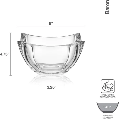 Vista 3 de Mikasa Cuenco cuadrado de cristal Baron, 8 pulgadas