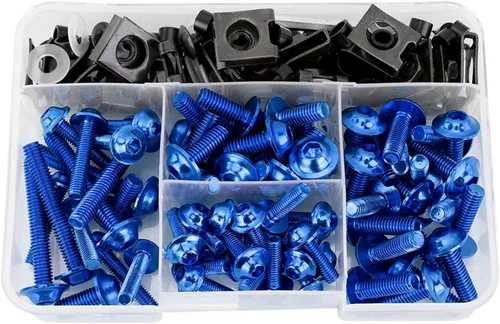 Vista 8 de Tornillos, kit universal de carenado de 177 piezas de tornillos de motocicleta M5 M6 apto para motos deportivas (azul)